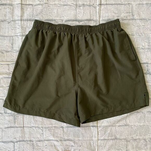 Puritan men XL pull on swim trunks w/elastic drawstring waist olive green - Picture 1 of 10